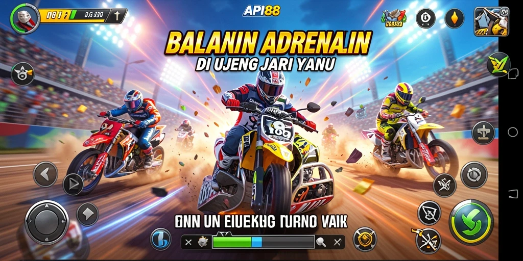 Screenshot gameplay API88 menampilkan aksi balapan yang seru dan mendebarkan.