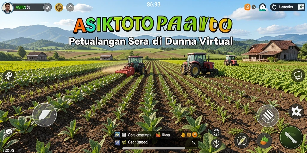Screenshot gameplay ASIKTOTO menunjukkan aktivitas bertani yang seru.