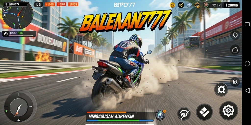 Tangkapan layar menampilkan momen mendebarkan dalam balapan motor BPO777.