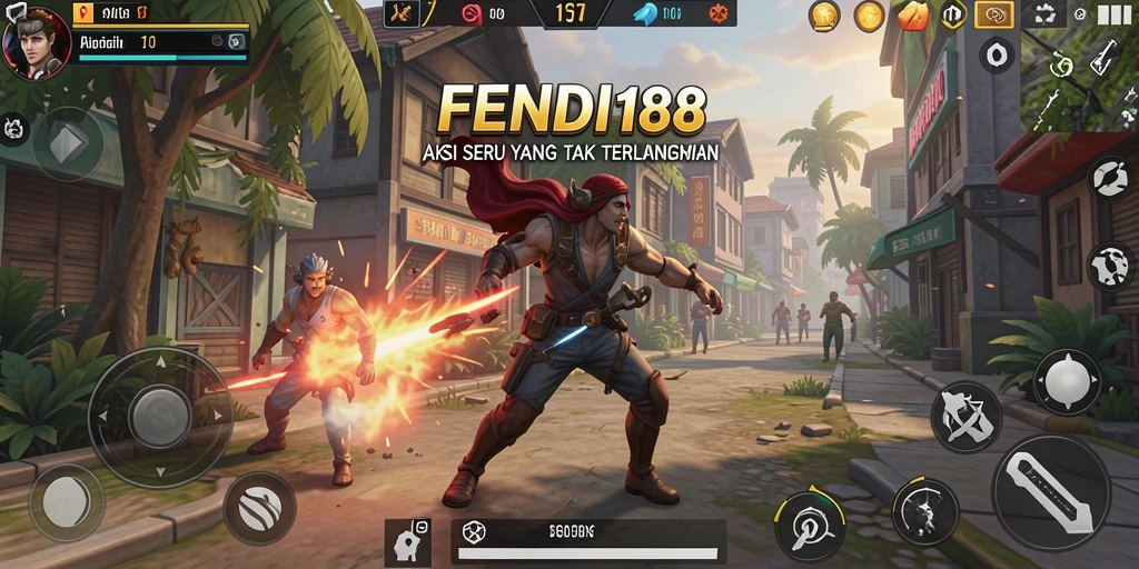 Screenshot gameplay FENDI188 menampilkan aksi seru di berbagai medan pertempuran.