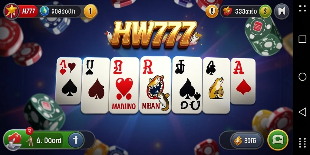 Tampilan gameplay seru dari HW777 dengan domino yang menarik.