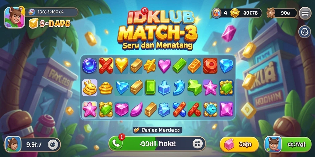 Tampilan gameplay IDKLUB yang menarik dan seru dalam kategori Match-3.