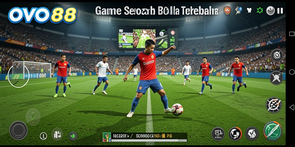 Tampilan gameplay seru dalam OVO88 sepak bola.