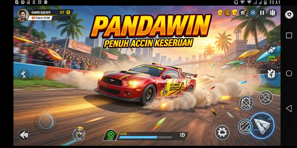 Tangkapan layar gameplay balapan seru di PANDAWIN.