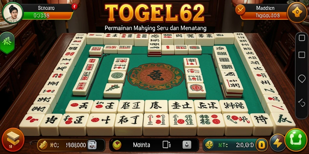 Tampilan gameplay seru dalam TOGEL62 dengan desain Mahjong yang menarik.