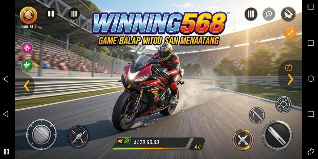 Tampilan gameplay balap motor yang seru dan mendebarkan.